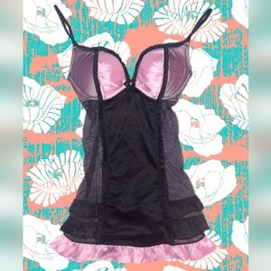 Victoria's Secret Sexy Little Things Black & Pink Lingerie Padded Top Corset